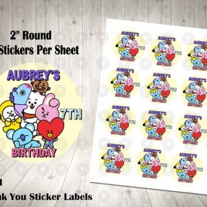 BT21 2" Round Thank You Stickers