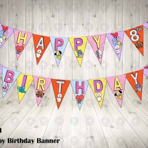 BT21 Birthday Party Banner