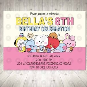 BT21 Invitation Birthday Party