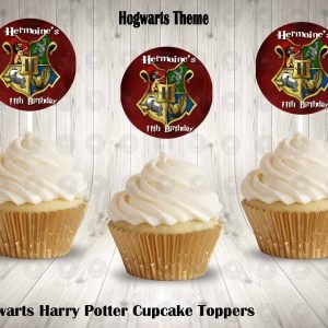 Harry Potter Hogwarts Theme Round Cupcake Toppers