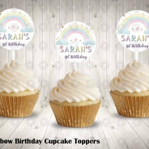 Rainbow Round Cupcake Toppers