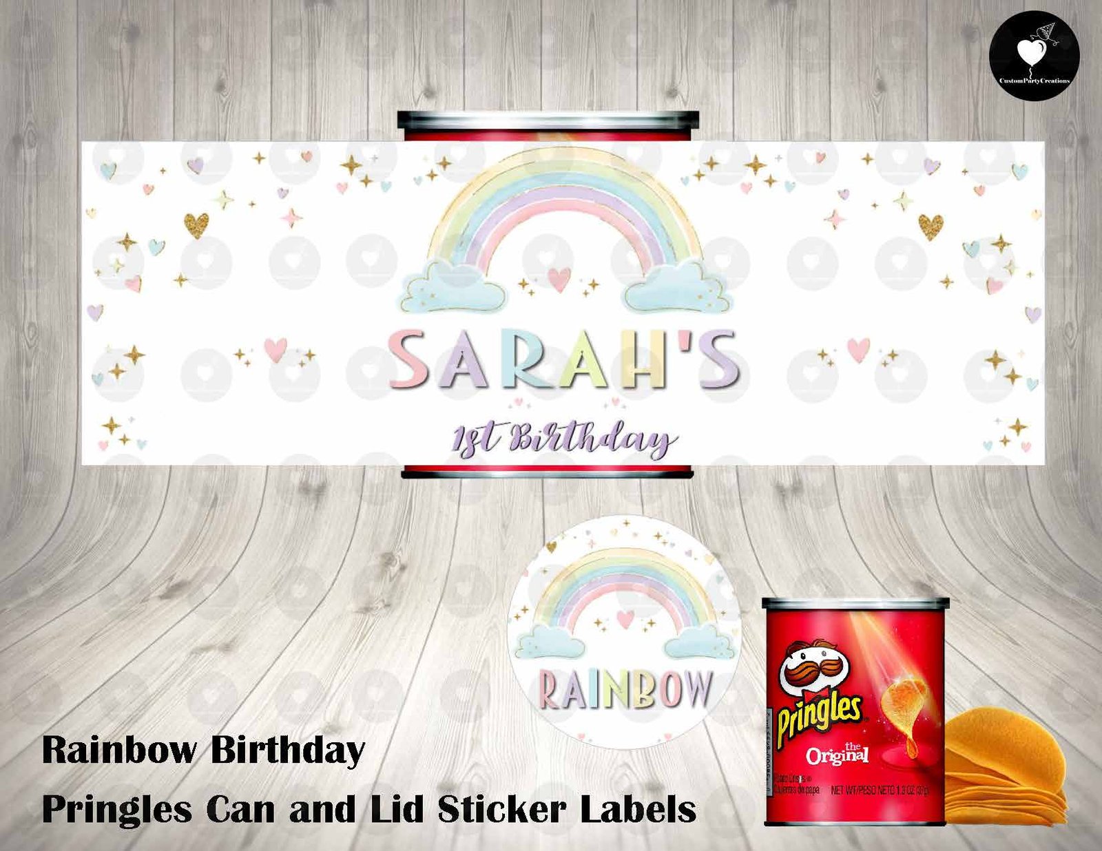 Rainbow Pringles Can and Lid Labels 1 Rainbow Pringles Can and Lid Labels