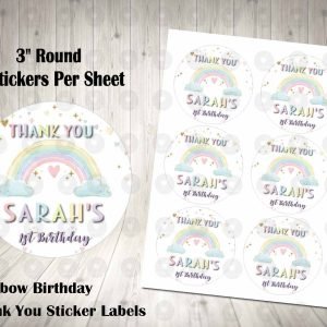 Rainbow 3" Round Thank You Stickers