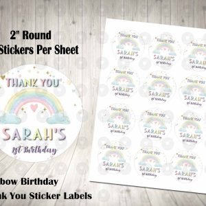 Rainbow 2" Round Thank You Stickers