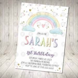 Rainbow Invitation Birthday Party