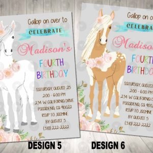 Horse Birthday Gray Invitation Birthday Party