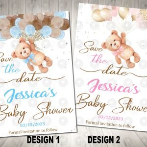Teddy Bear Save the Date Baby Shower Invitation