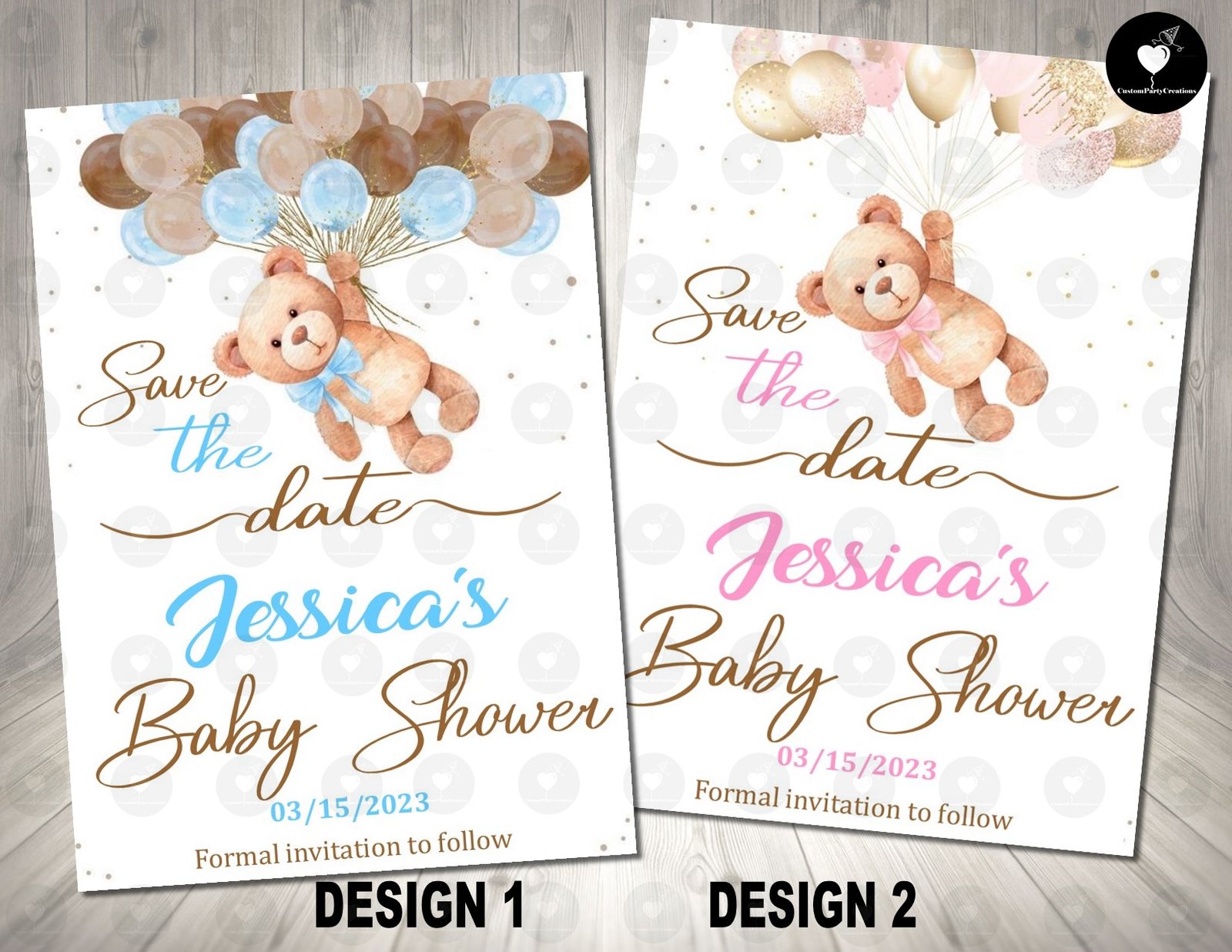 Teddy Bear Save the Date Baby Shower Invitation 1 Teddy Bear Save the Date Baby Shower Invitation