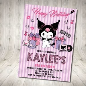 Kuromi Pop Invitation Birthday Party