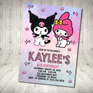 Kuromi and My Melody Invitation Birthday Party