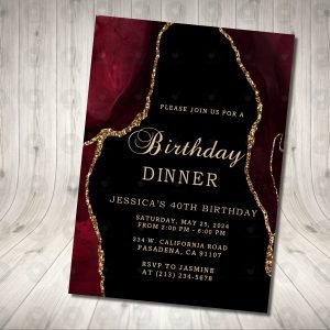 Agate Burgundy Invitation Birthday Party