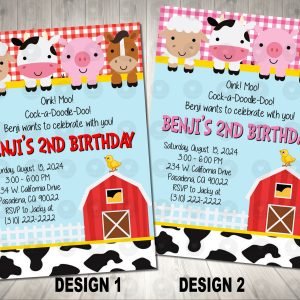 Barnyard Animals Invitation Birthday Party
