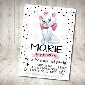 Marie the Cat Invitation Birthday Party