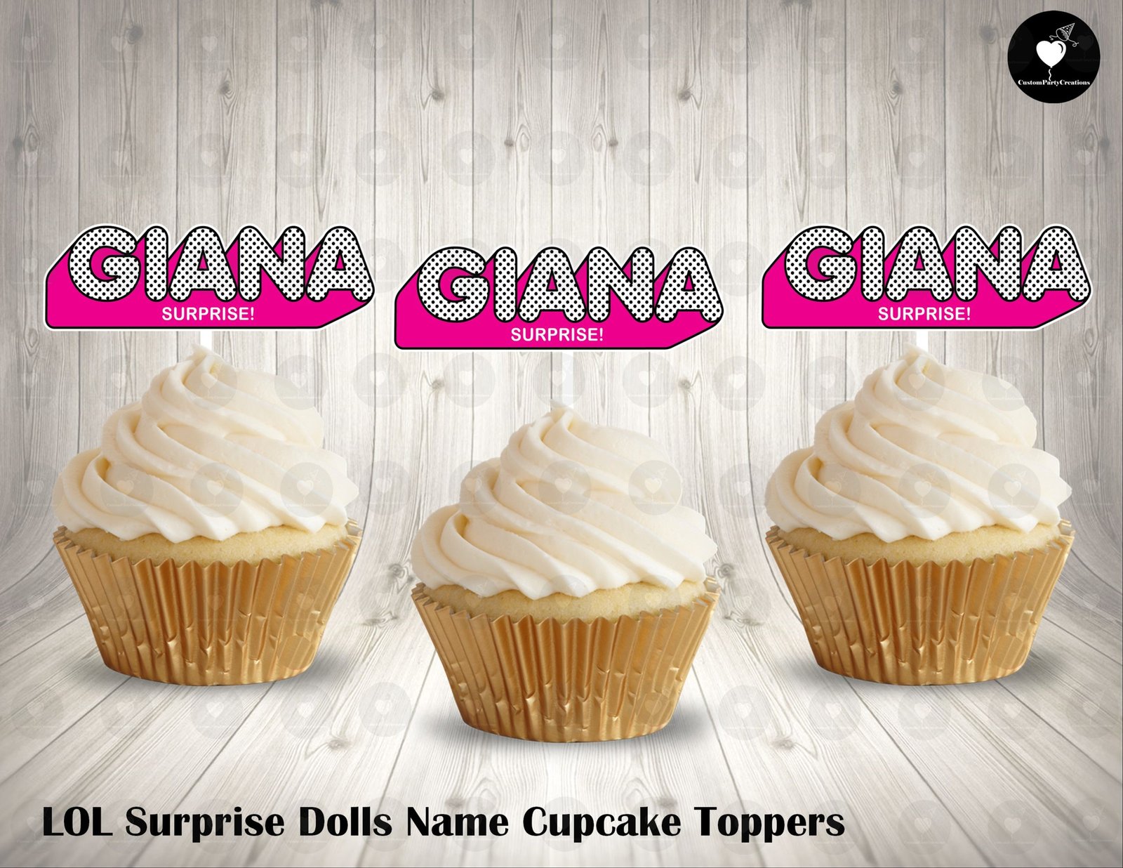 LOL Surprise Dolls With Name Round Cupcake Toppers 1 LOL Surprise Dolls With Name Round Cupcake Toppers
