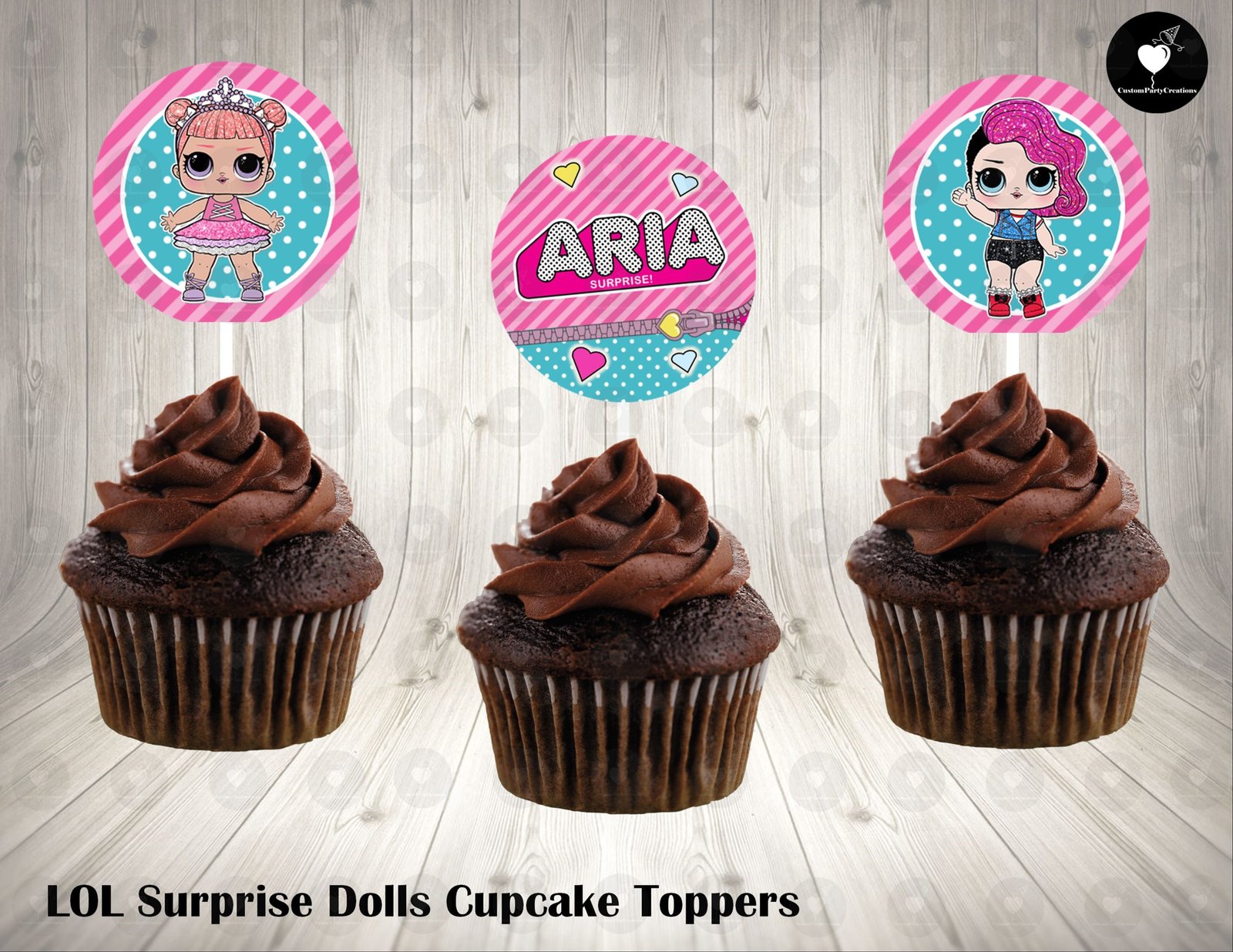 LOL Surprise Dolls Personalized Round Cupcake Toppers 2 LOL Surprise Dolls Personalized Round Cupcake Toppers