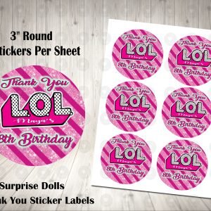 LOL Surprise Dolls 3" Round Thank You Stickers