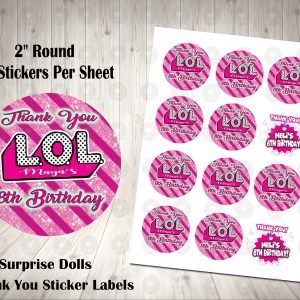 LOL Surprise Dolls 2" Round Thank You Stickers