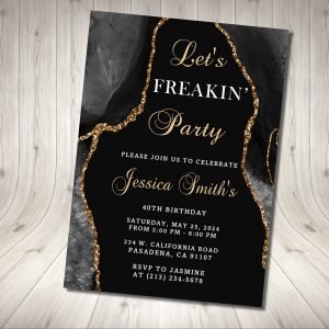 Agate Black Invitation Birthday Party
