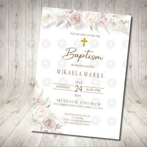 Baptism Boho Blush Invitation Birthday Party