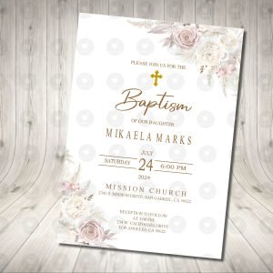 Baptism Pink Boho Blush Invitation Birthday Party
