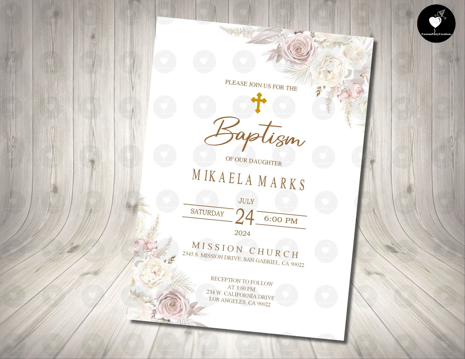 Baptism Pink Boho Blush Invitation Birthday Party 1 Baptism Pink Boho Blush Invitation Birthday Party