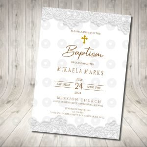 Baptism Lace Invitation Birthday Party