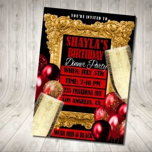 Champagne Dinner Party Invitation Birthday Party