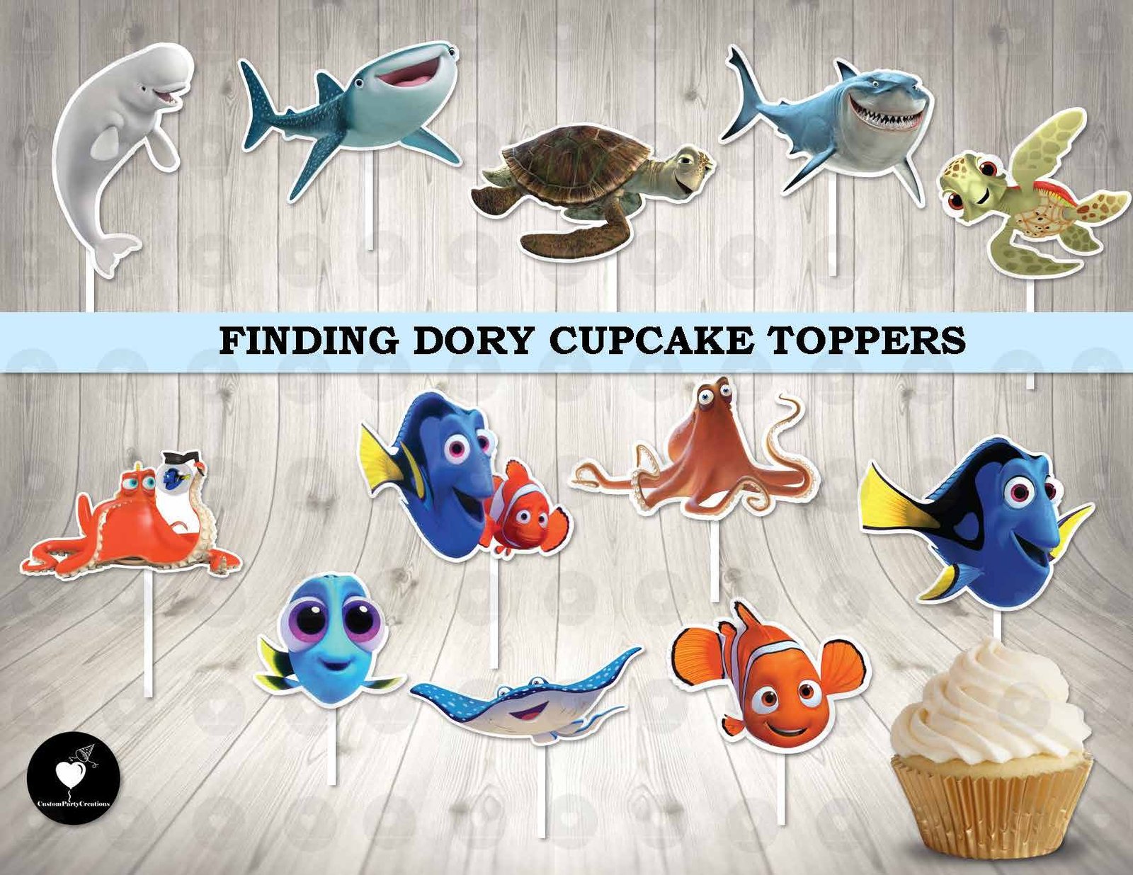 Finding Dory Cupcake Toppers 1 Finding Dory Cupcake Toppers