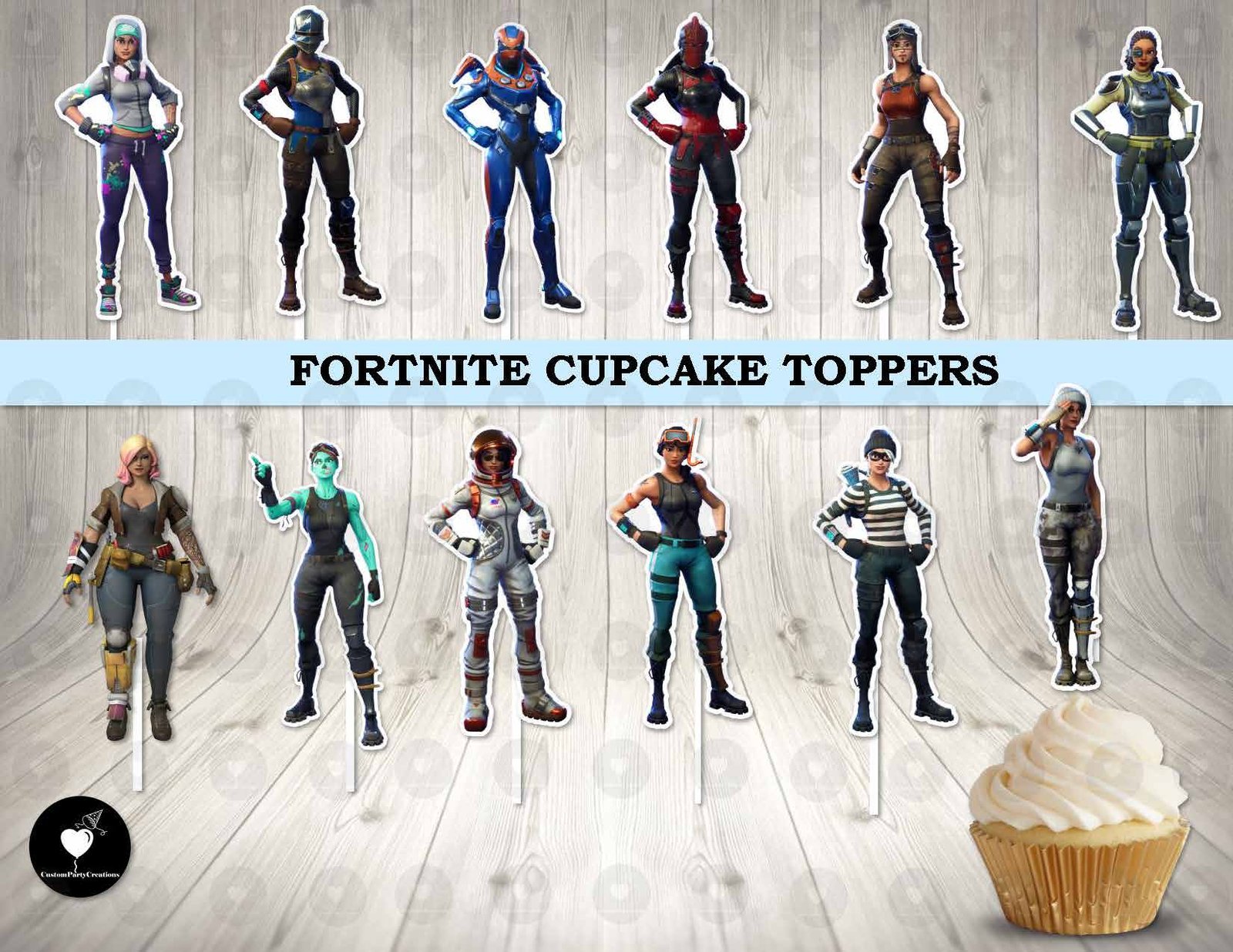 Fortnite Girls Cupcake Toppers 1 Fortnite Girls Cupcake Toppers