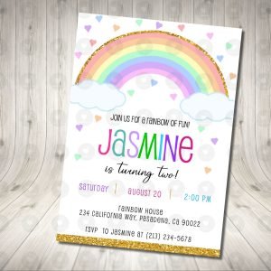 Rainbow Pastel Invitation Birthday Party