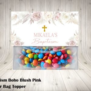 Boho Floral Pampas Baptism Hershey's Wrapper