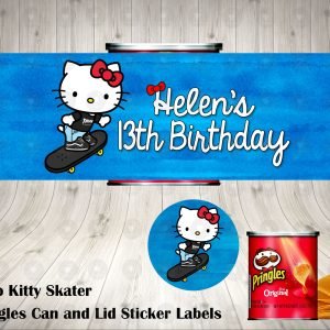 Sanrio Hello Kitty Skater Pringles Can and Lid Labels