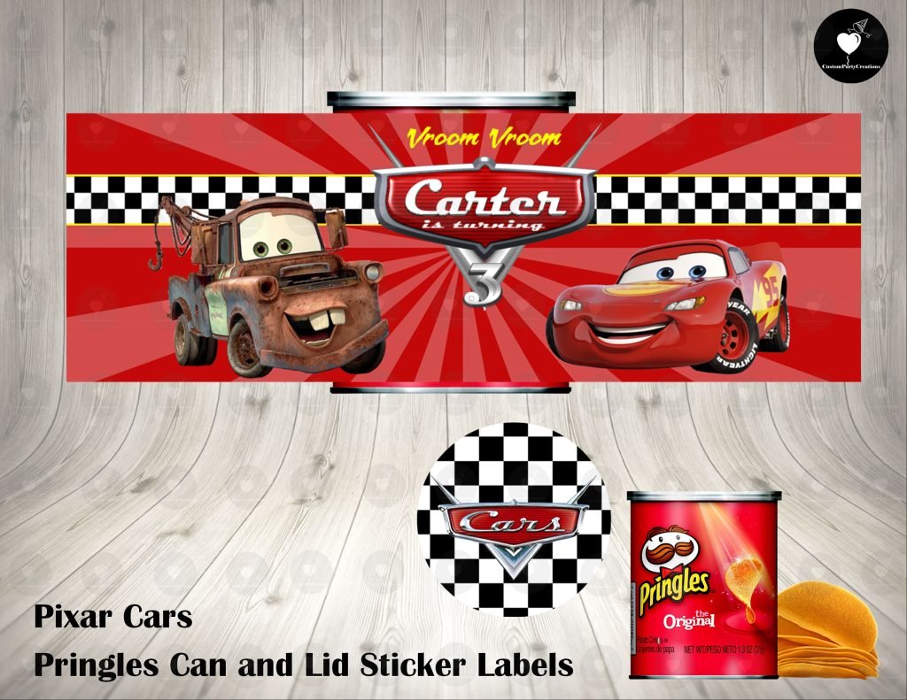 Cars Pixar Pringles Can and Lid Labels - Custom Party Creations