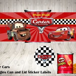 Cars Pixar Pringles Can and Lid Labels