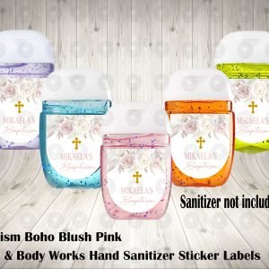 Boho Floral Pampas Baptism Bath & Body Works Hand Sanitizer Sticker Labels
