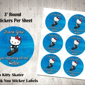 Sanrio Hello Kitty Skater 3" Round Thank You Stickers