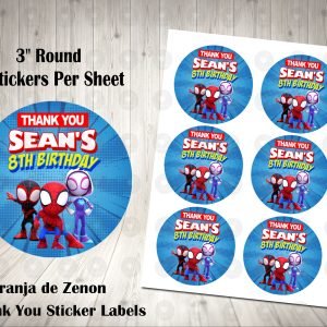 Spidey and his Amazing Friends 3inch Round Thank You Stickers