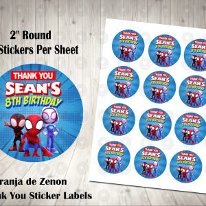 Spidey and his Amazing Friends 2inch Round Thank You Stickers