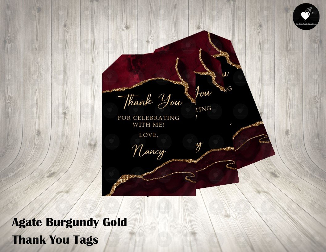 Agate Burgundy Thank You Tags 1 Agate Burgundy Thank You Tags