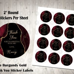 Agate Burgundy 2" Round Thank You Stickers