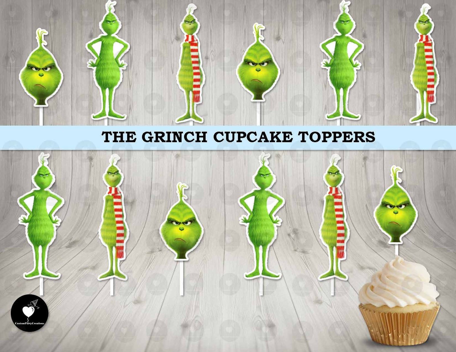 Grinch 2 Cupcake Toppers 1 Grinch 2 Cupcake Toppers