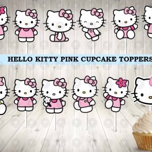 Hello Kitty Pink Cupcake Toppers