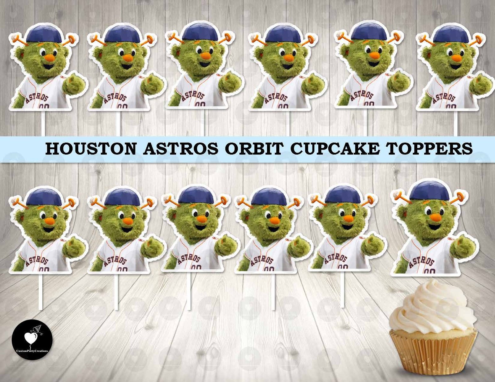 Houston Astros Orbit Cupcake Toppers 1 Houston Astros Orbit Cupcake Toppers