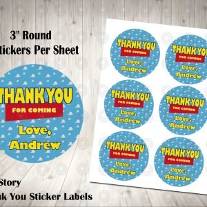 Toy Story 3" Round Thank You Stickers