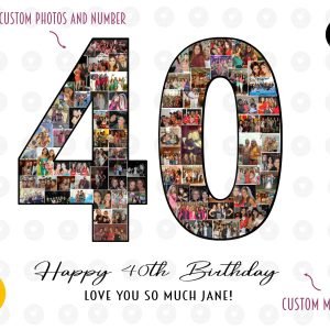 Birthday Photo Collage 40th Birthday **DIGITAL FILE ONLY***