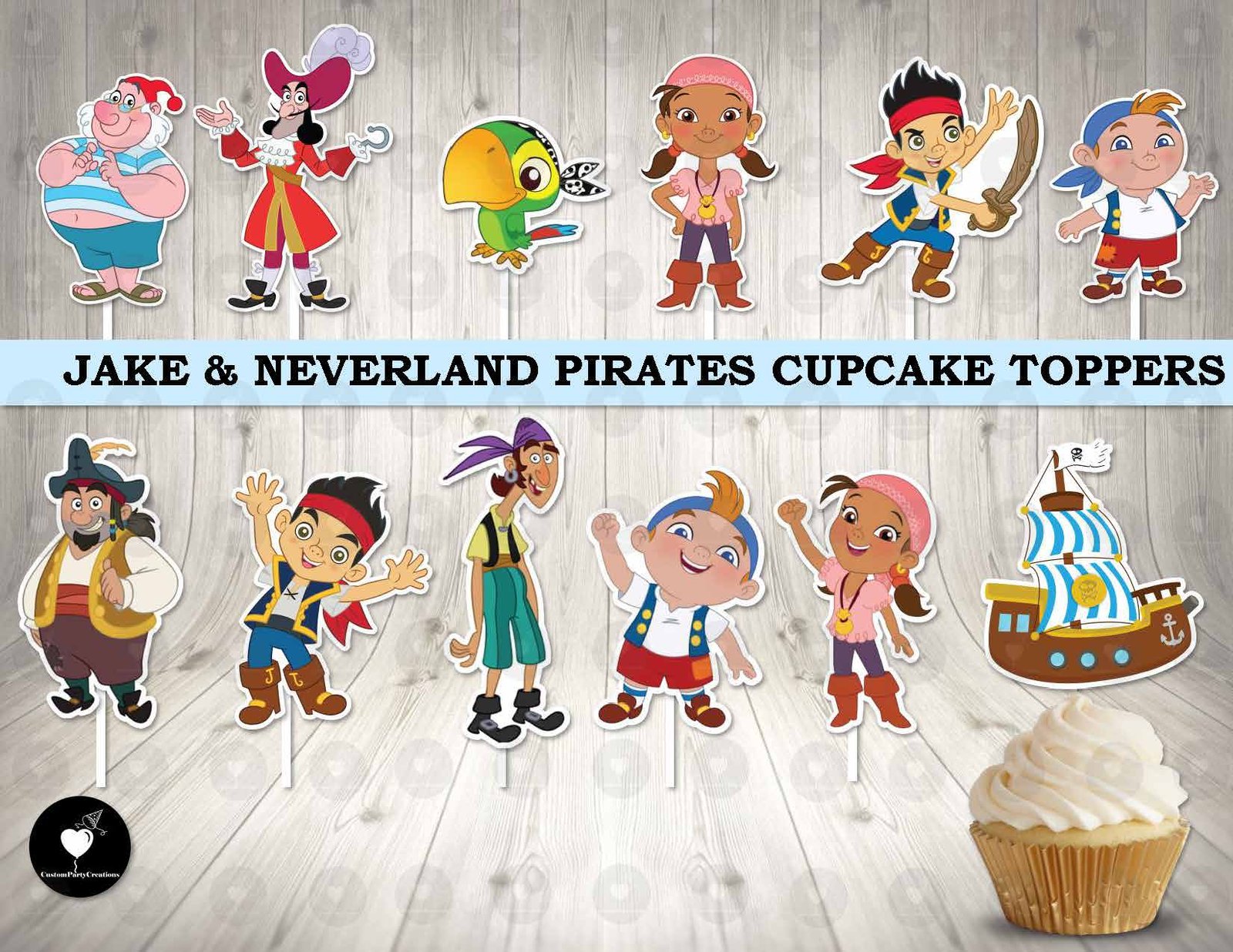 Jake and the Neverland Pirates Cupcake Toppers 1 Jake and the Neverland Pirates Cupcake Toppers