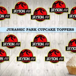 Jurassic Park Personalized with Name Cupcake Toppers