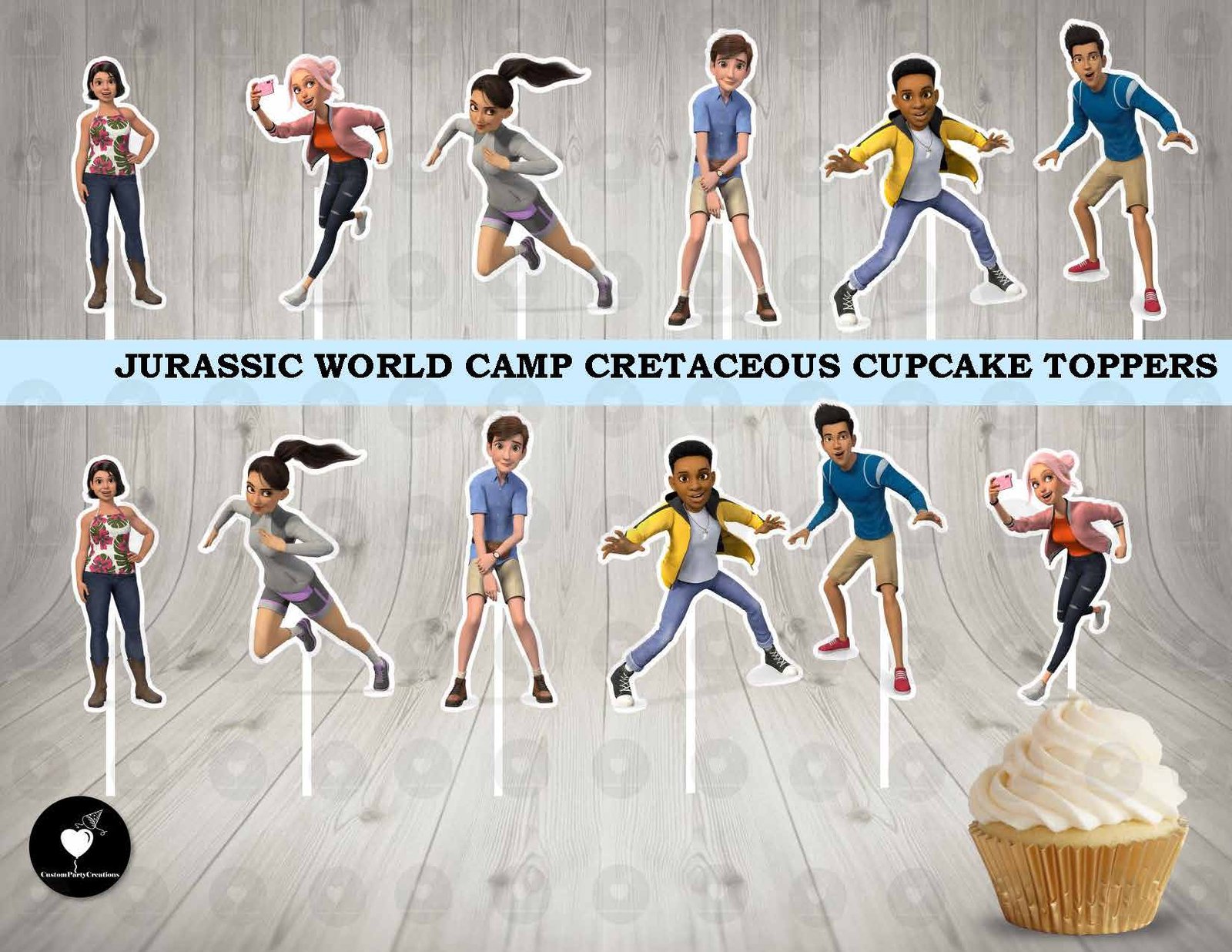 Jurassic World Camp Cretaceous Cupcake Toppers 1 Jurassic World Camp Cretaceous Cupcake Toppers
