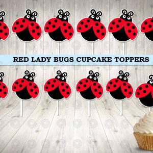 Ladybug Red Cupcake Toppers