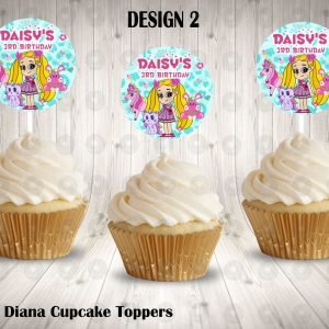 Love Diana Round Cupcake Toppers